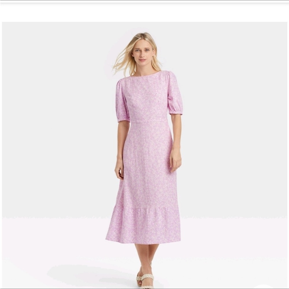 NWT floral Tie-back midi Dress